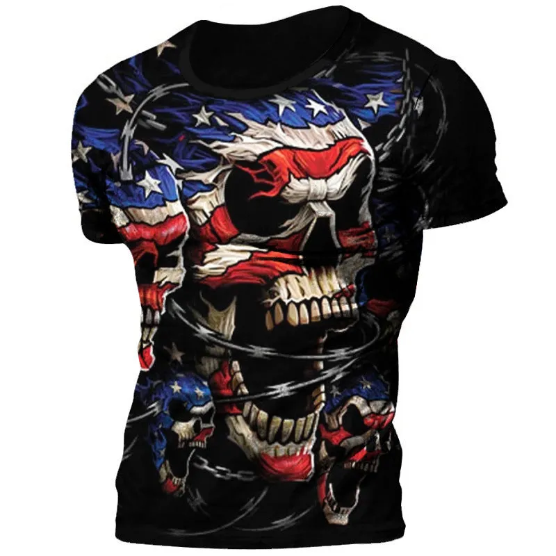 Men's Casual Versatile Skull Print T-shirt