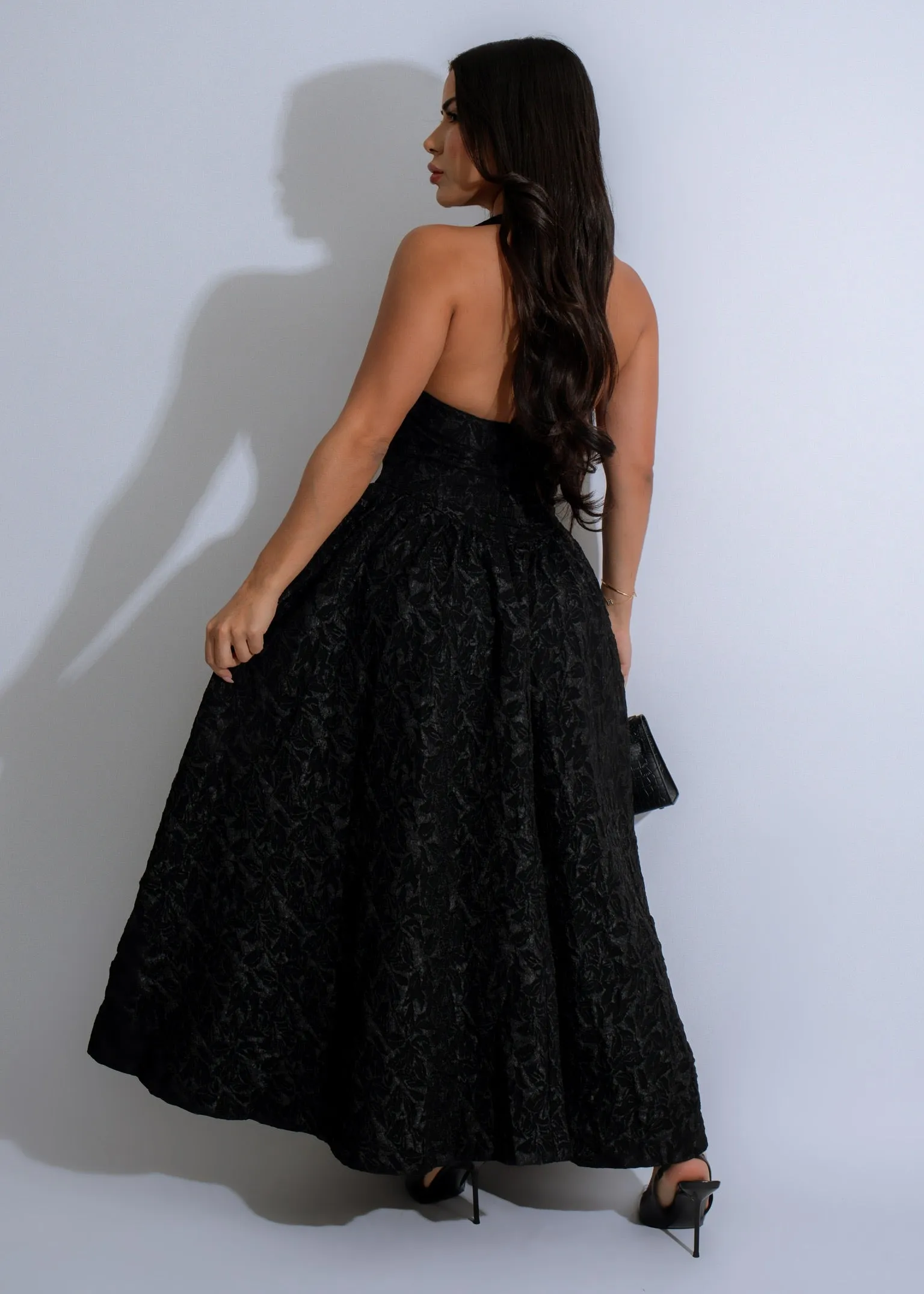 Midnight Bloom Floral Maxi Dress Black