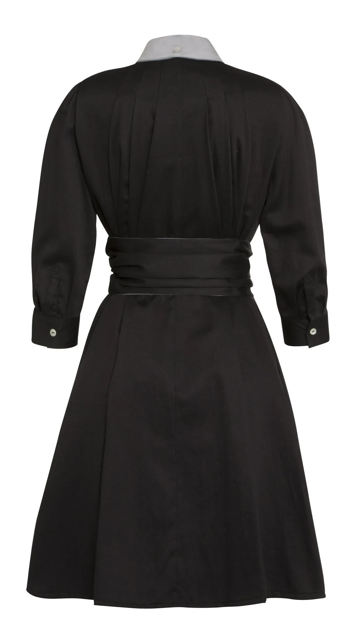 Outsider shirt dress with Obi belt in black and grey