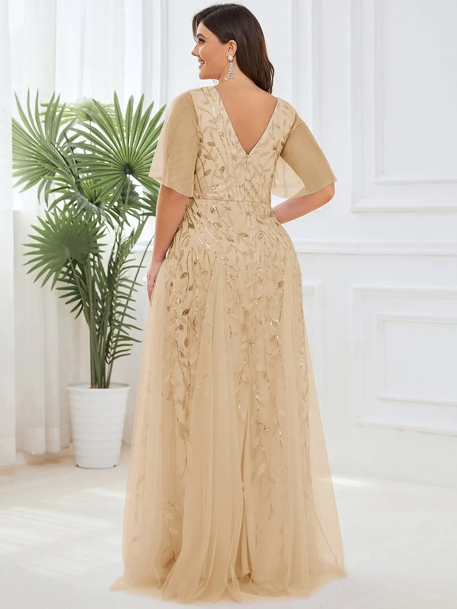 Plus Size Floor Length Formal Evening Gowns for Weddings