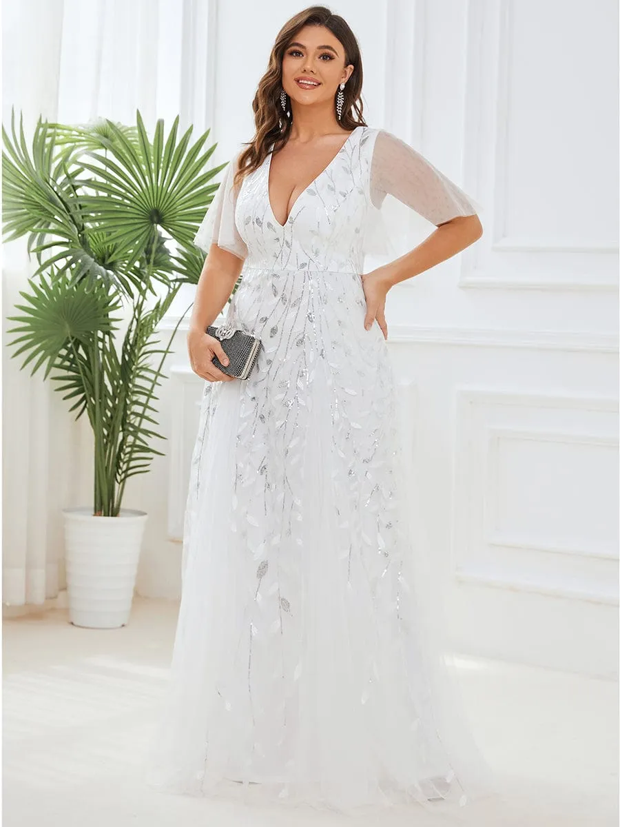 Plus Size Floor Length Formal Evening Gowns for Weddings