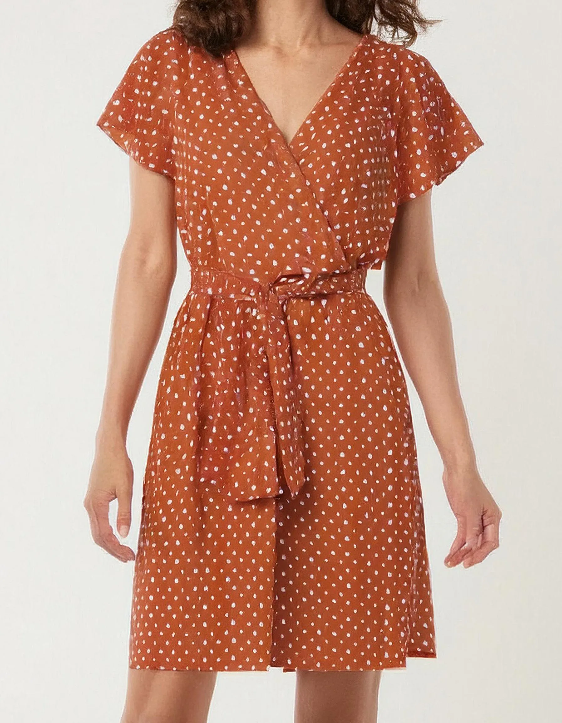 Rustic Orange Charm Wrap Dress