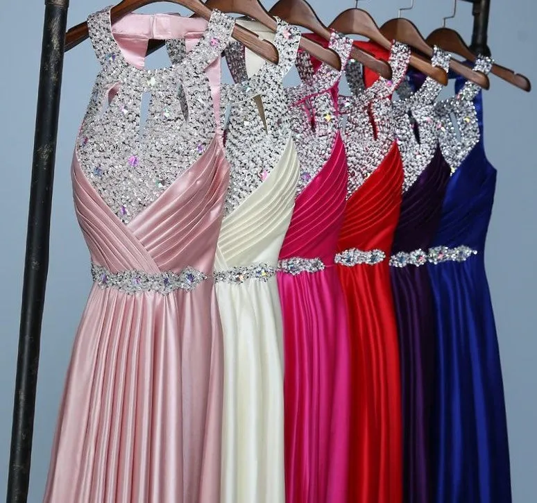 Satin Formal Prom Party Gown at Bling Brides Bouquet Online Bridal Store