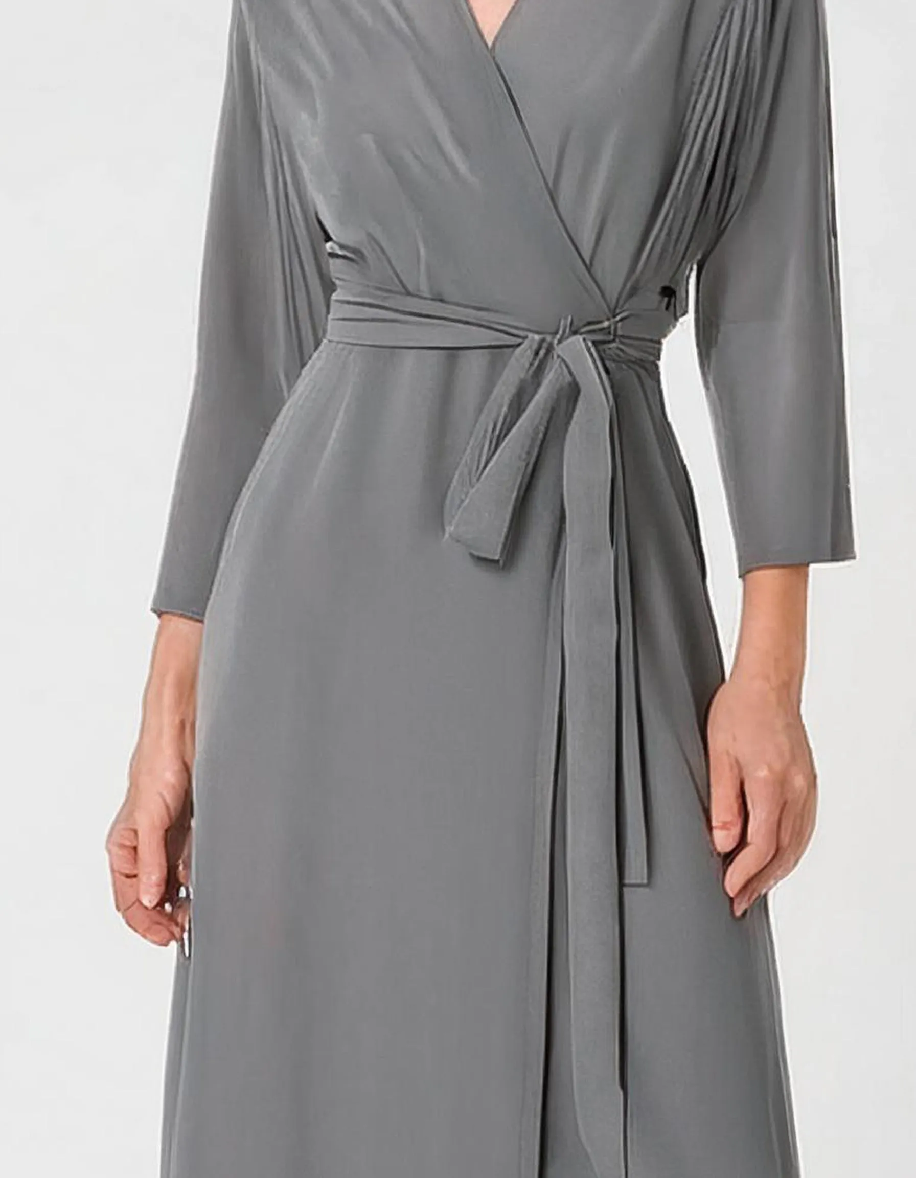 Slate Gray Sophistication Wrap Dress