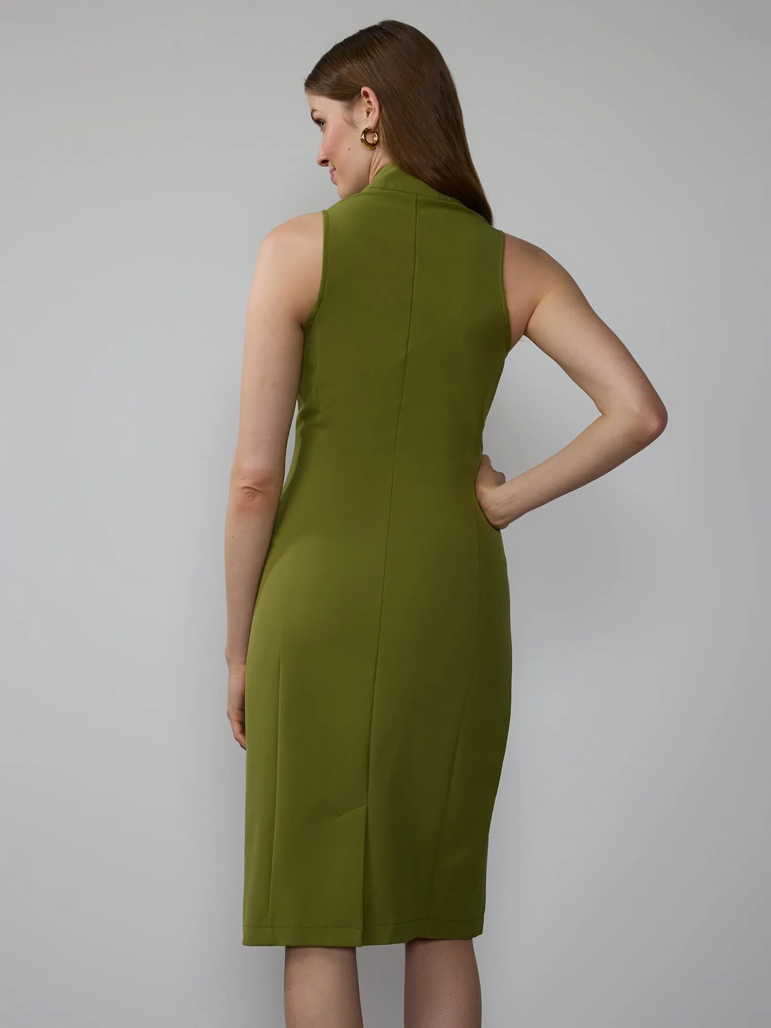 Sleeveless Button Front Fit to Flatter Sheath Dress