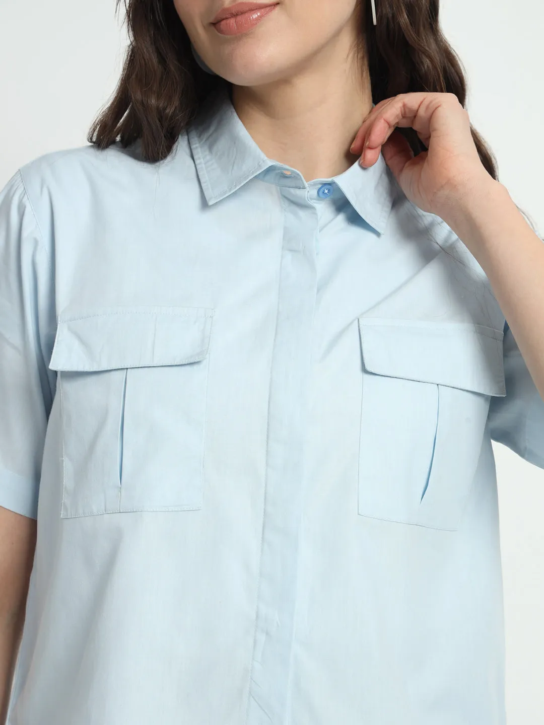 Spread Collar Classic Boxy Casual Cotton Shirt