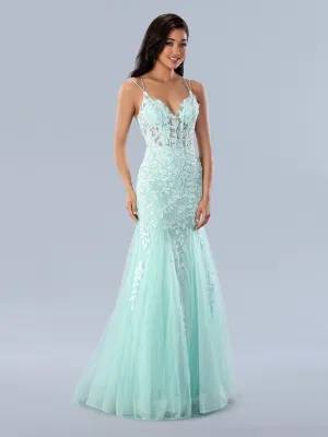 Stella Couture 24229 Long Shimmer Mermaid Prom Dress Sequin Lace Sheer Corset Backless