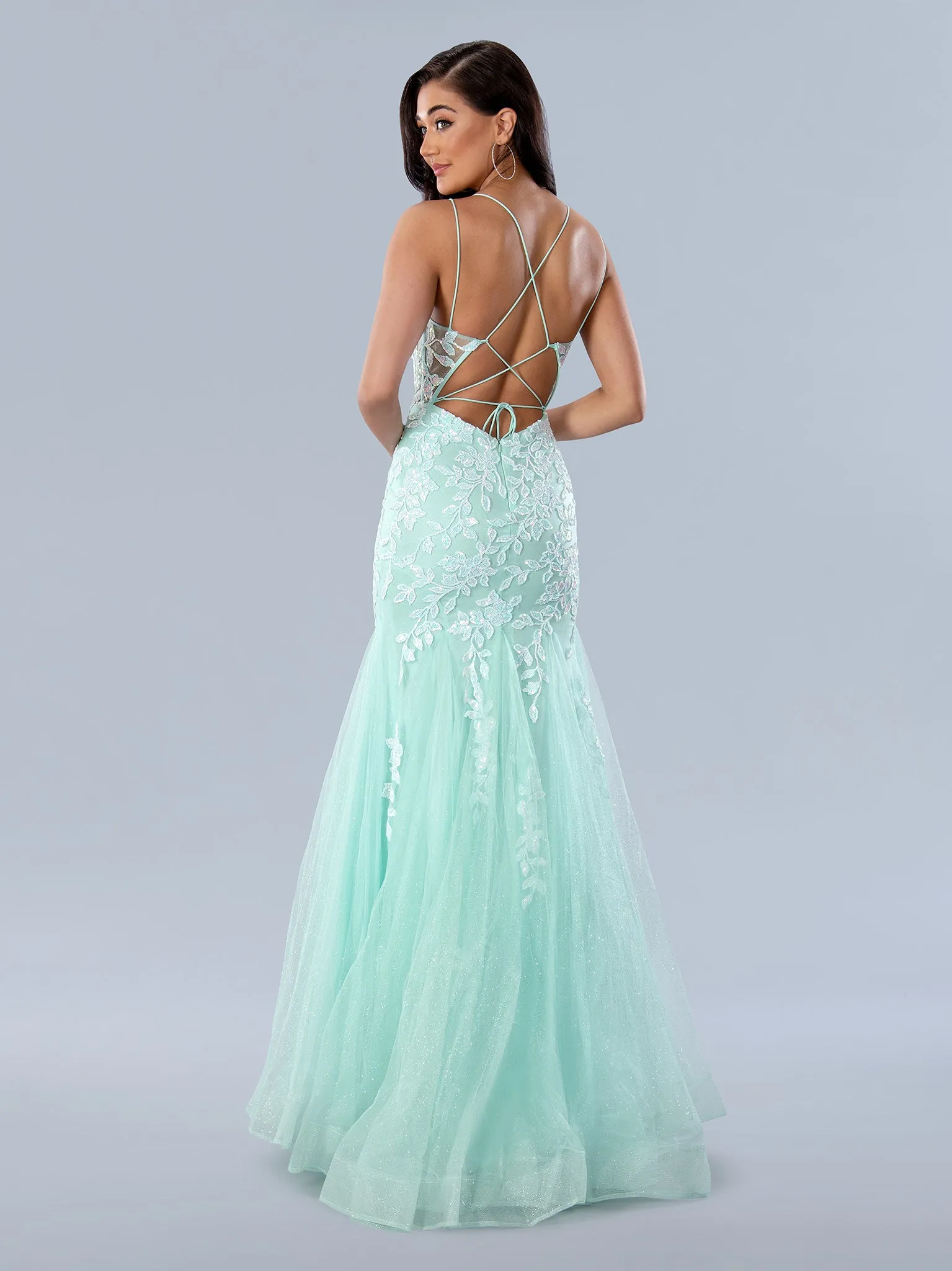 Stella Couture 24229 Long Shimmer Mermaid Prom Dress Sequin Lace Sheer Corset Backless