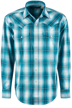 Stetson Plaid Pearl Snap Shirt - Turquoise