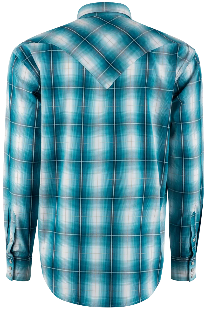 Stetson Plaid Pearl Snap Shirt - Turquoise