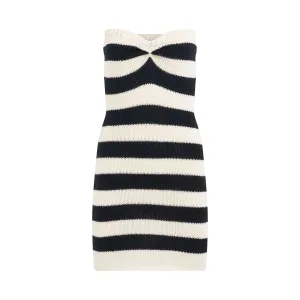 Stripe Strapless Dress in Stone White