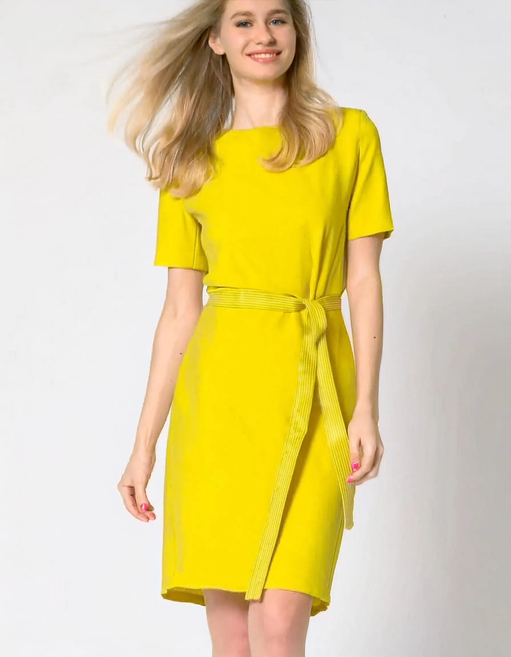 Sunshine Yellow Midi Wrap Dress