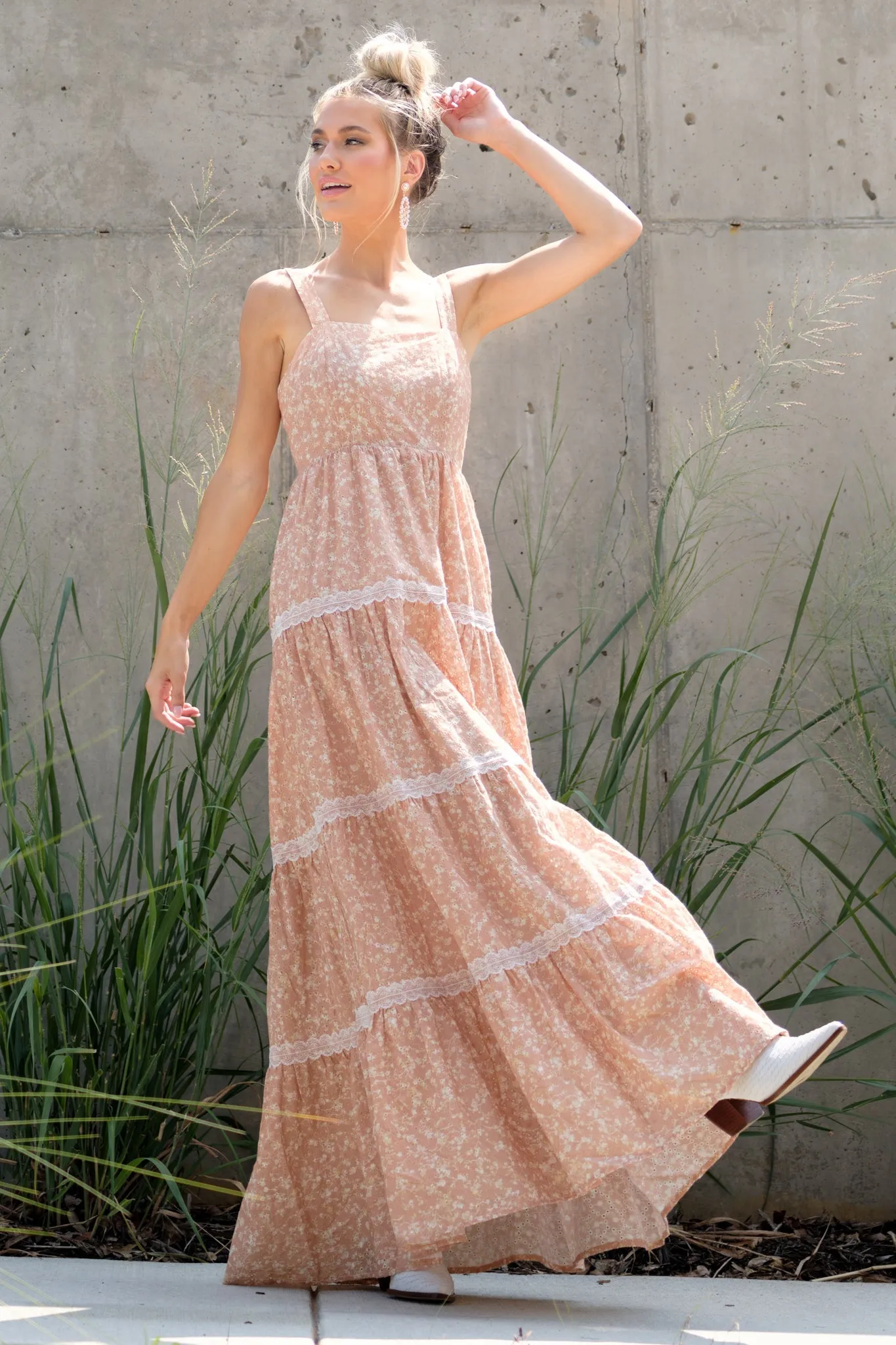 Sweet Disposition Peach Floral Print Maxi Dress