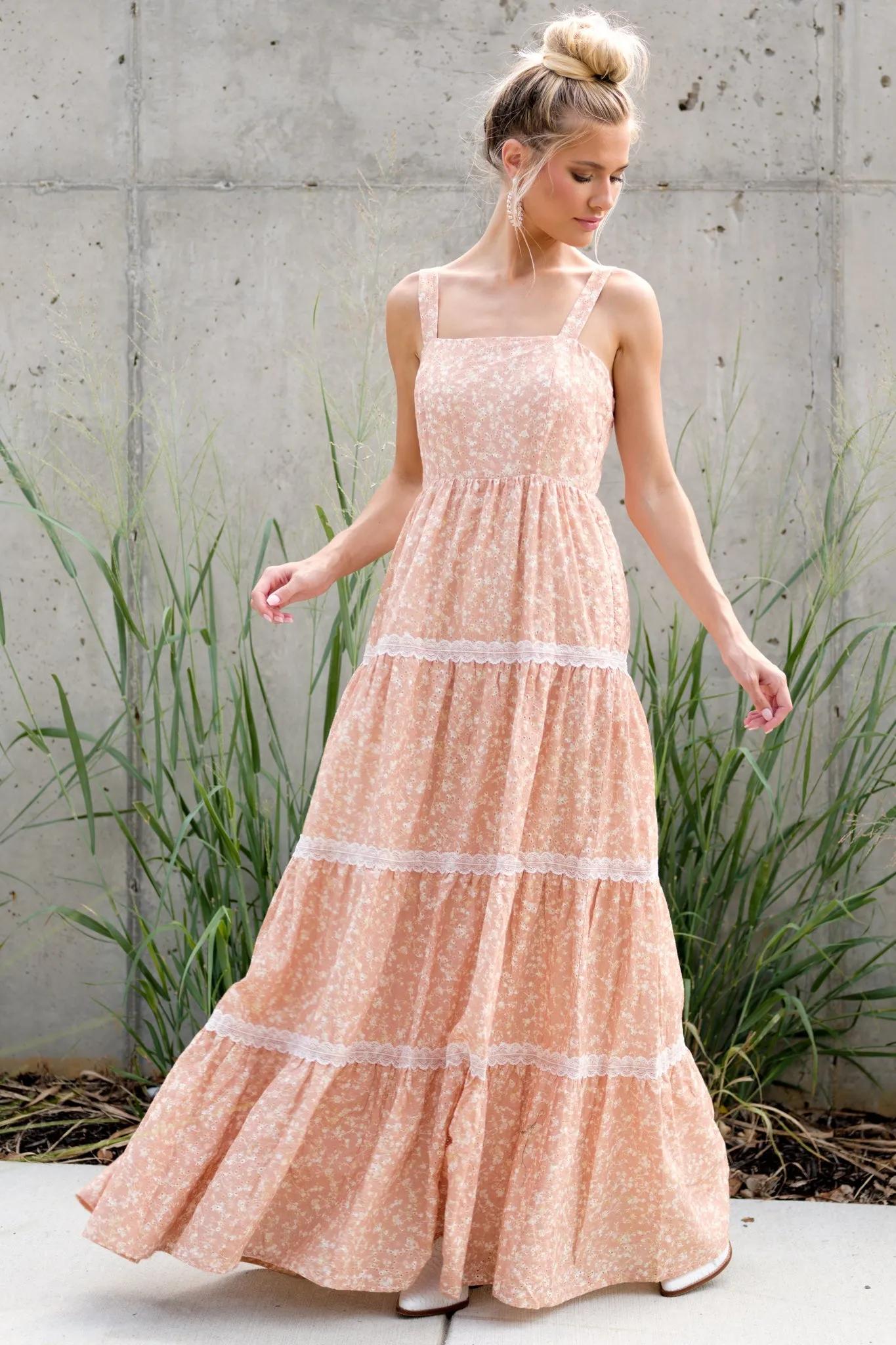 Sweet Disposition Peach Floral Print Maxi Dress