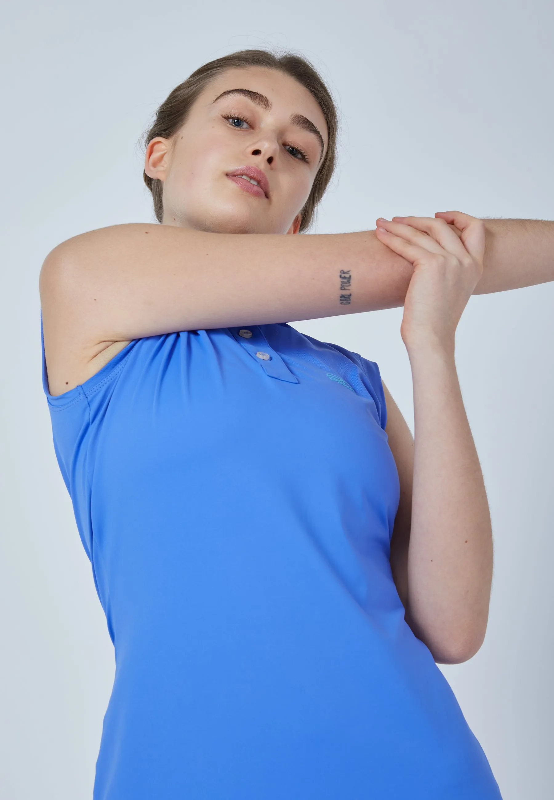 Tennis Polo Dress sleevless, cornflower blue