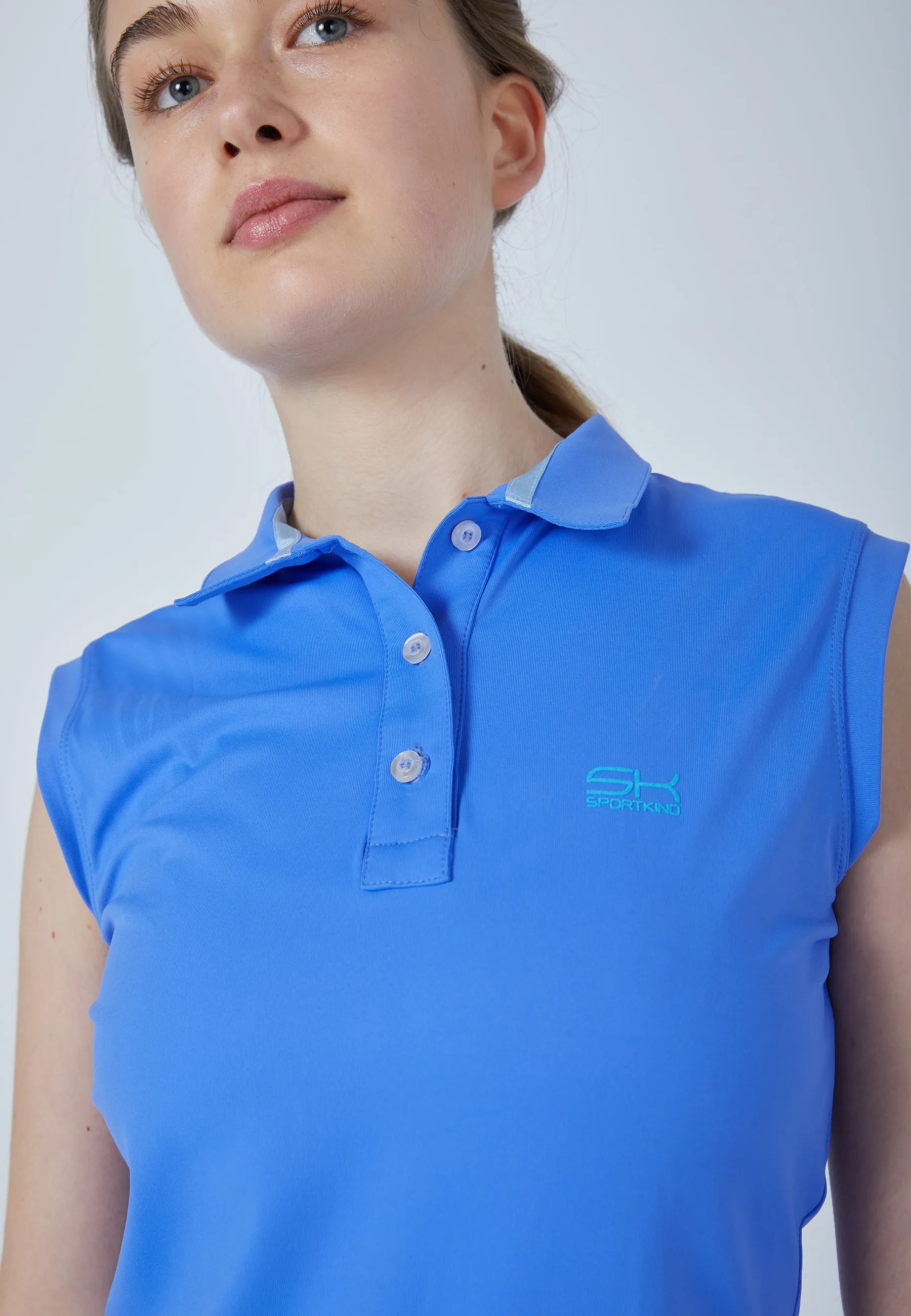 Tennis Polo Dress sleevless, cornflower blue