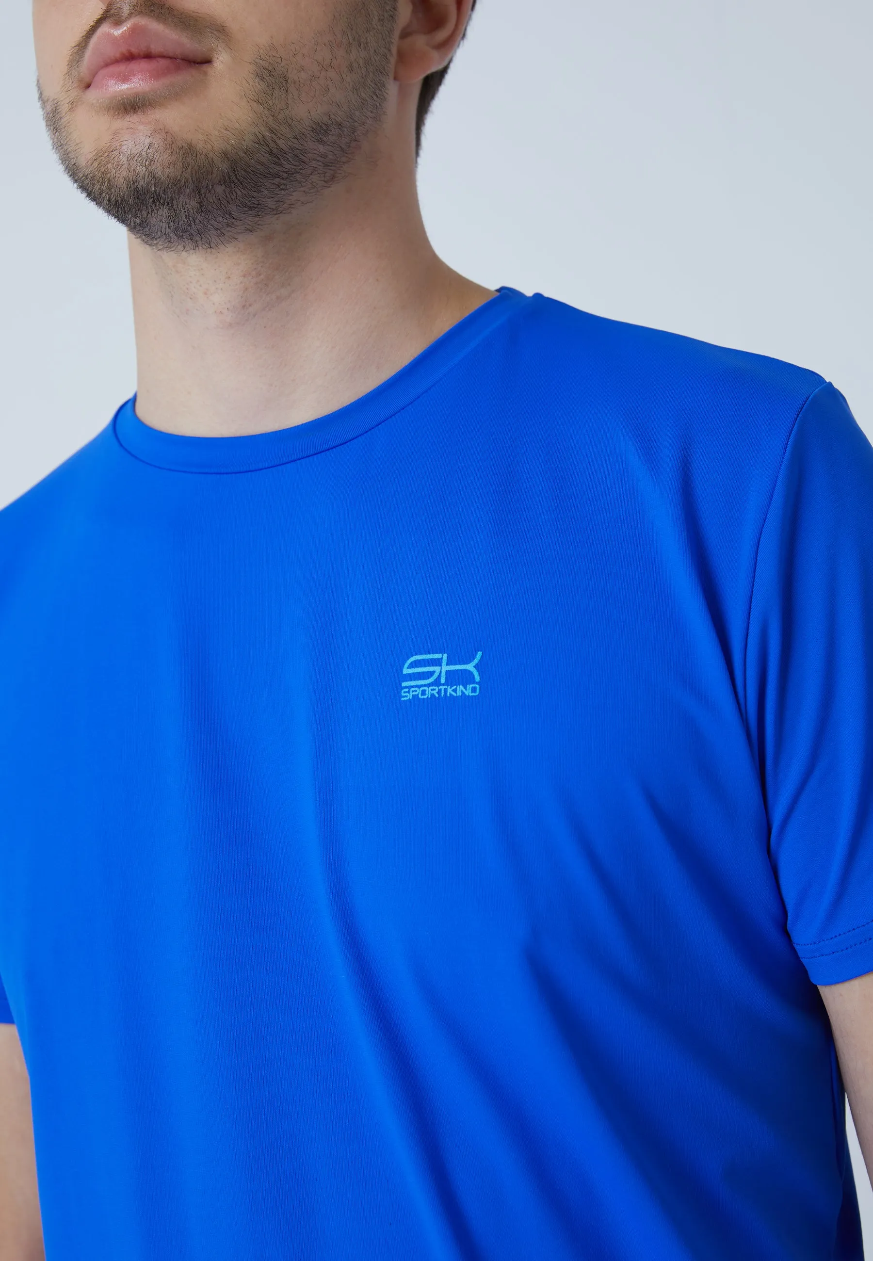 Tennis T-Shirt with crew neck, cobalt blue