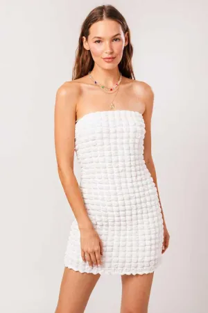 Textured Bubble Tube Strapless Mini Dress