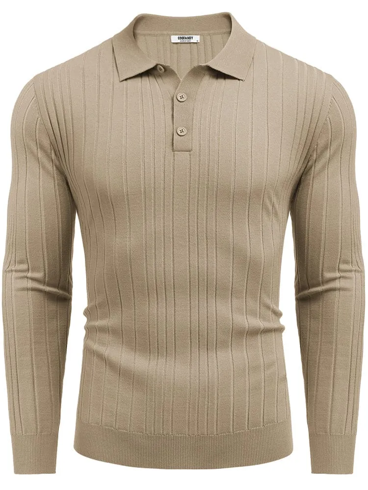 Versatile Ribbed Knit Polo Shirts (US Only)