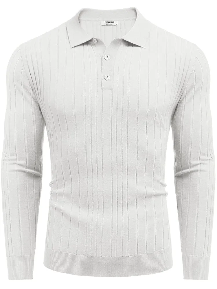 Versatile Ribbed Knit Polo Shirts (US Only)