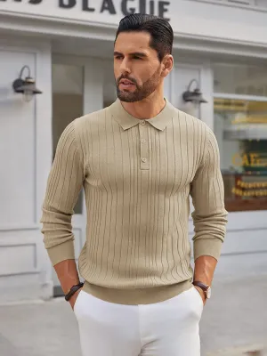 Versatile Ribbed Knit Polo Shirts (US Only)