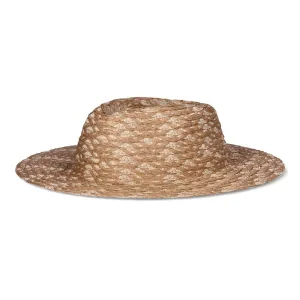 Women's Grecian Weave Straw Fedora Hat, Beige