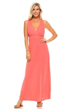 Womens Halter Maxi Dress With Cross Back Straps