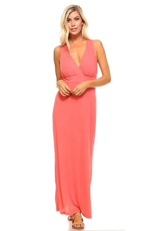 Womens Halter Maxi Dress With Cross Back Straps