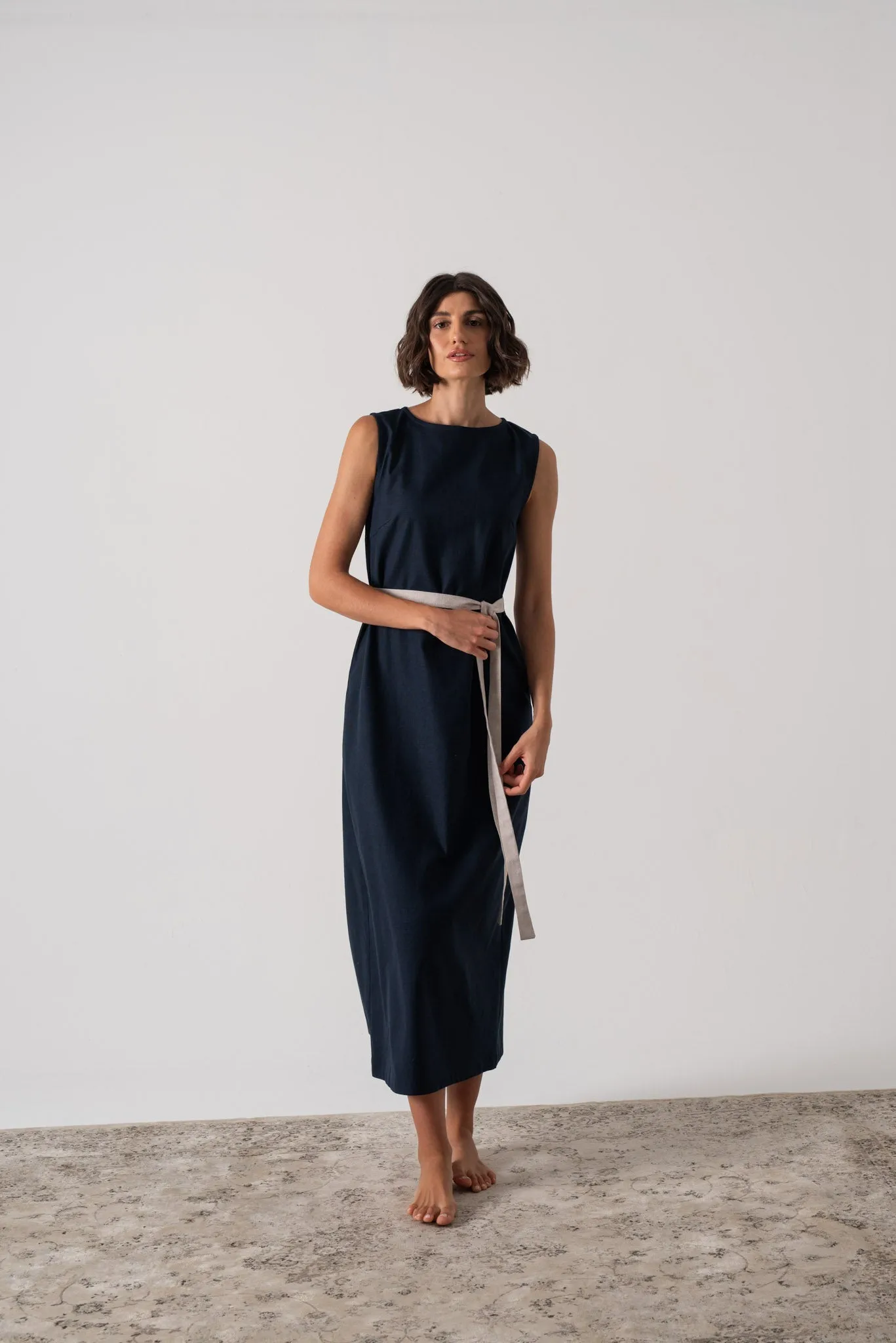 Zuri Midi Dress in Navy