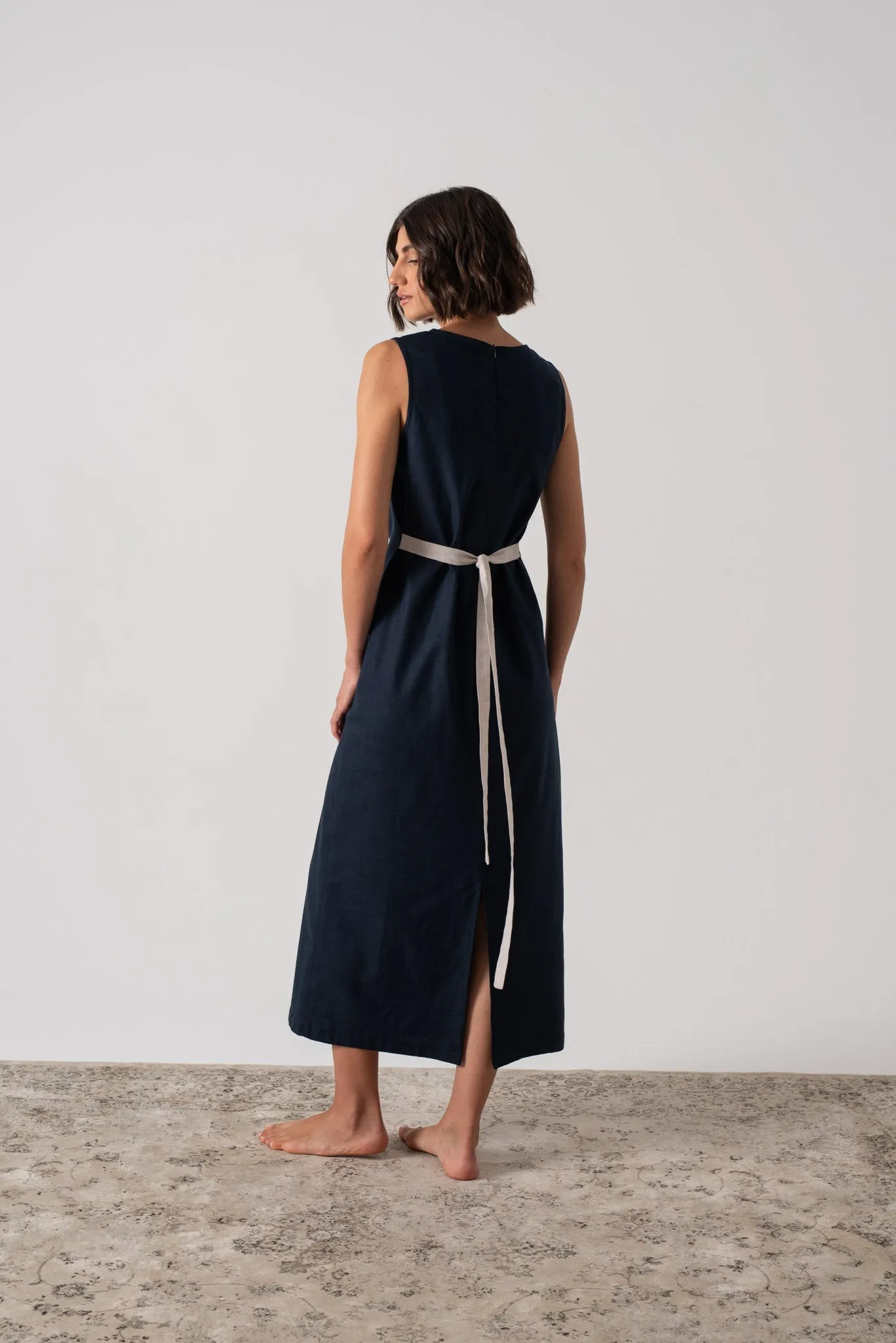 Zuri Midi Dress in Navy