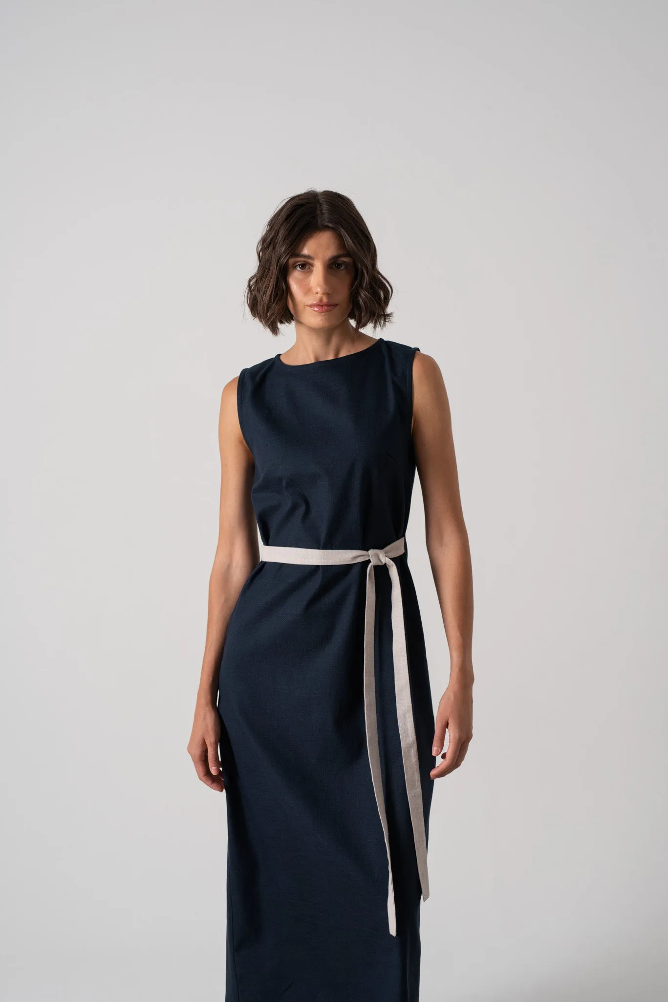 Zuri Midi Dress in Navy