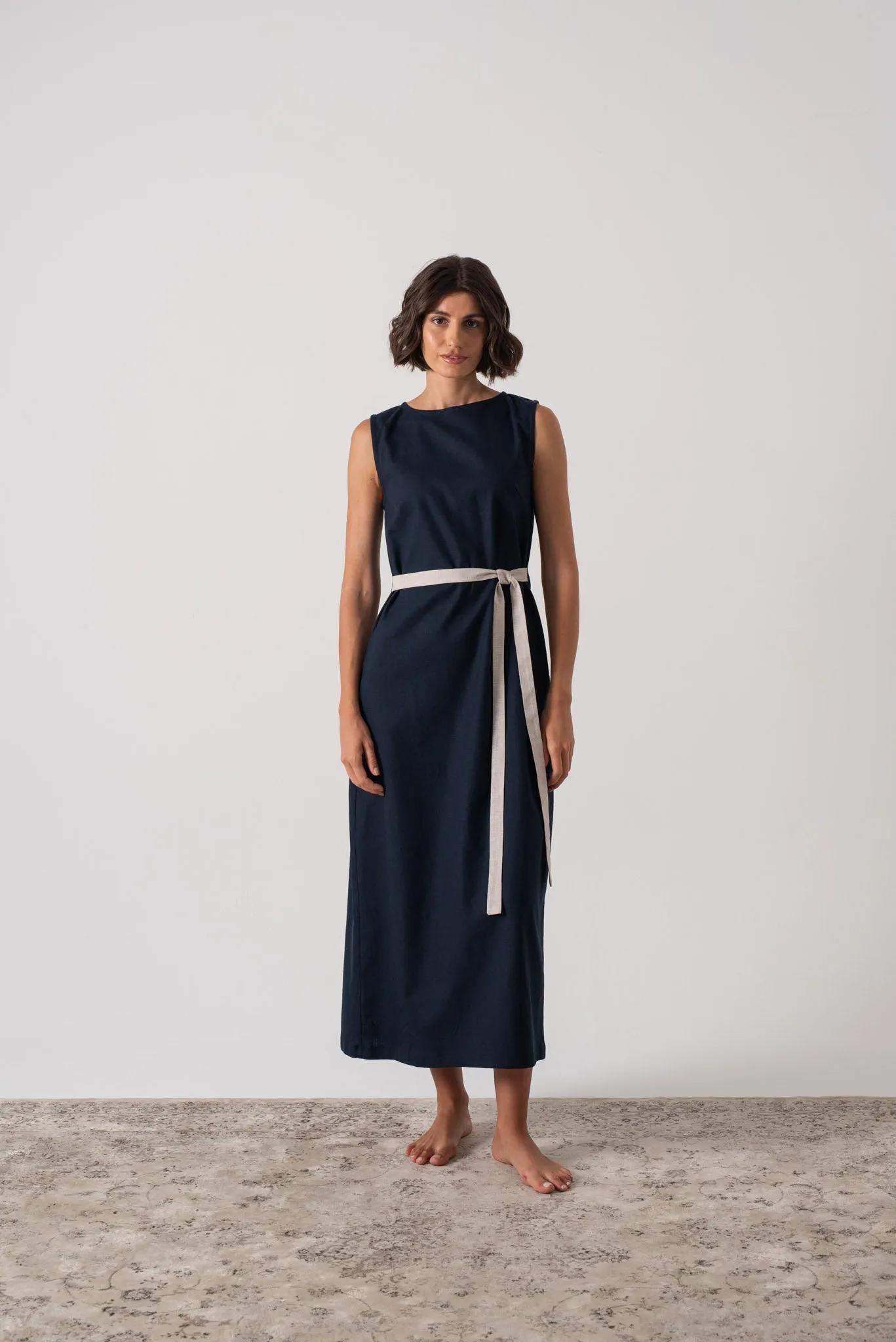 Zuri Midi Dress in Navy