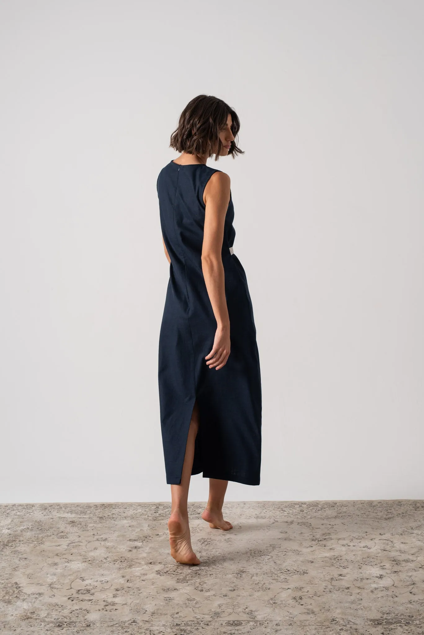 Zuri Midi Dress in Navy