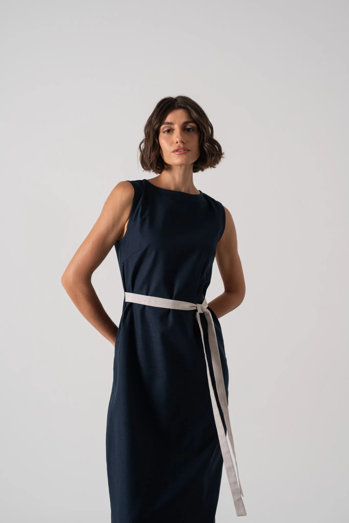 Zuri Midi Dress in Navy